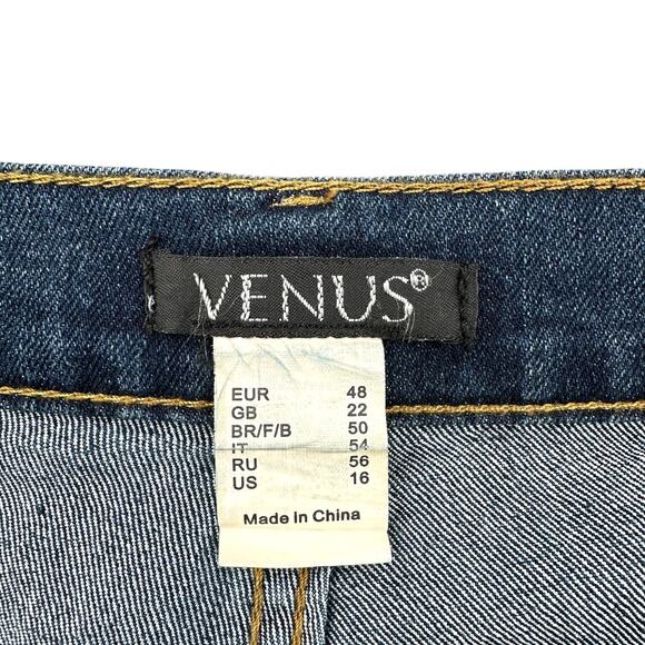 VENUS Blue Five-Pocket Belt Loops Diamond Button Closure Straight Leg Jeans 16 - Picture 3 of 7